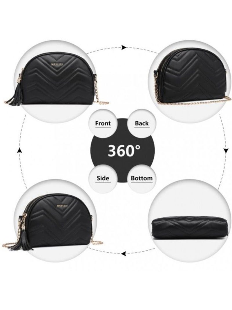Sac à main style dôme design en v bandoulière chaîne - miss lulu Noir - Kiabi