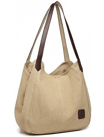 Sac à main toile vintage taille l multiples poches - kono