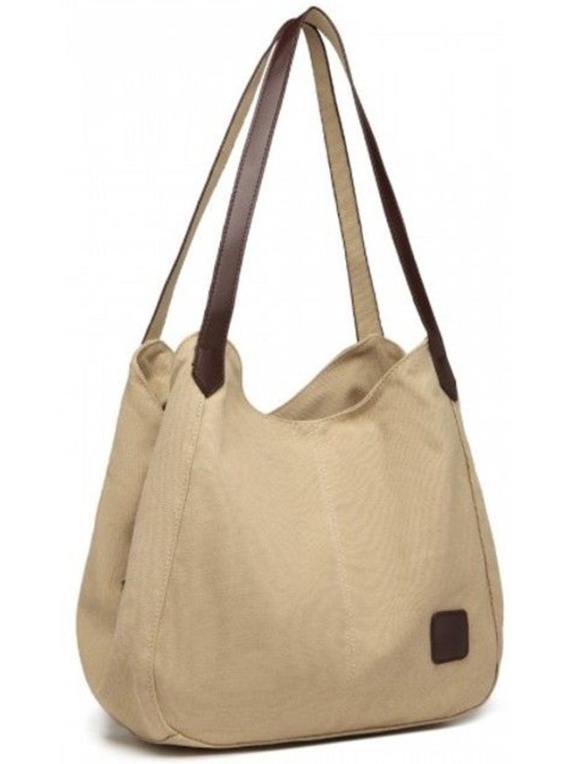 Sac à main toile vintage taille l multiples poches - kono Vert - Kiabi