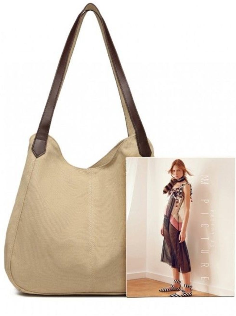 Sac à main toile vintage taille l multiples poches - kono Vert - Kiabi