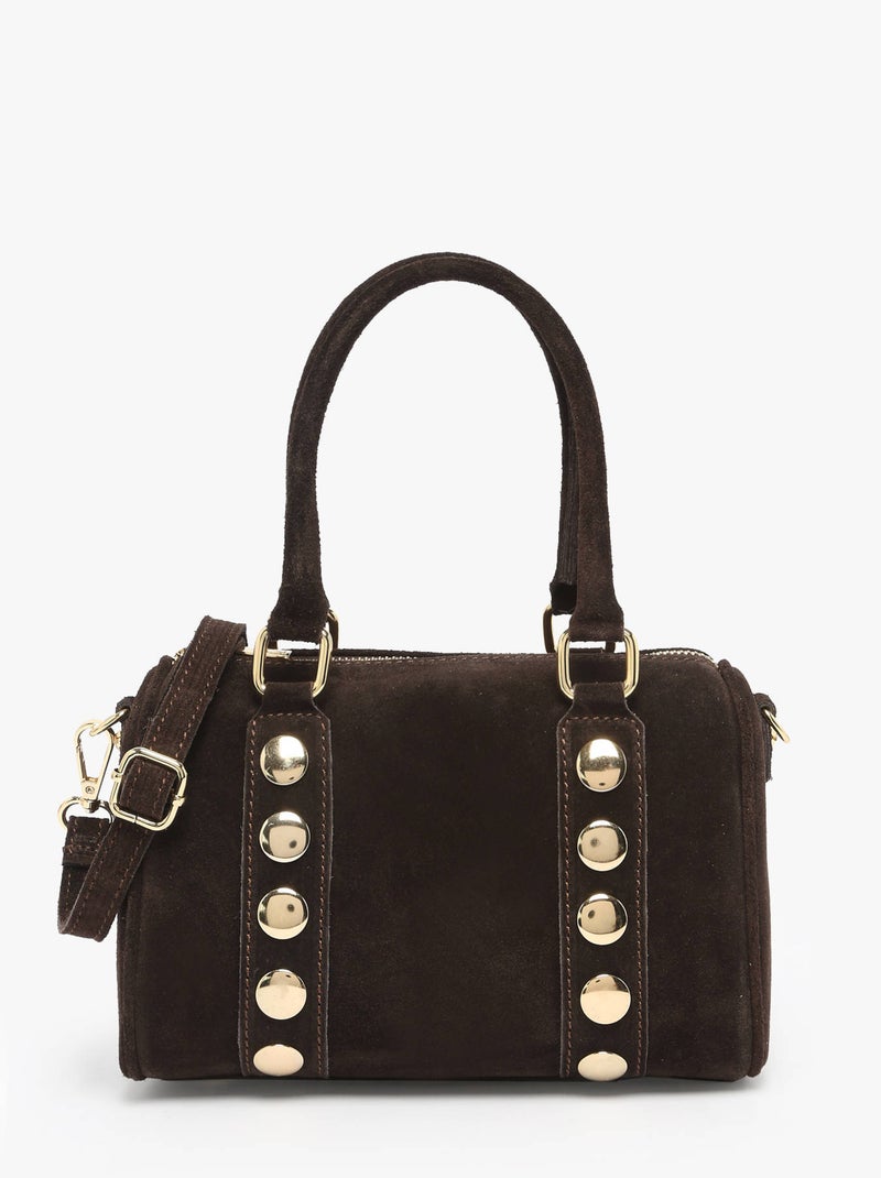 Sac À Main Velvet Cuir Milano Cuir De Vachette Noir Rouge Noir - Kiabi
