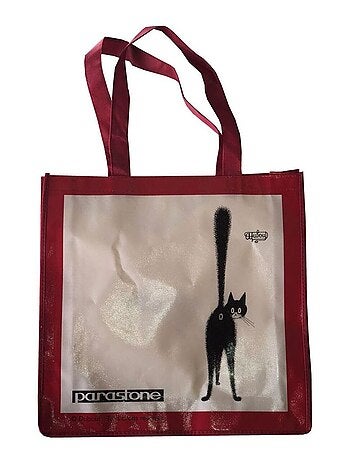 Sac à provisions chats beige et bordeaux 40 x 40 cm