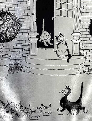 Sac à provisions chats beige et bordeaux 40 x 40 cm