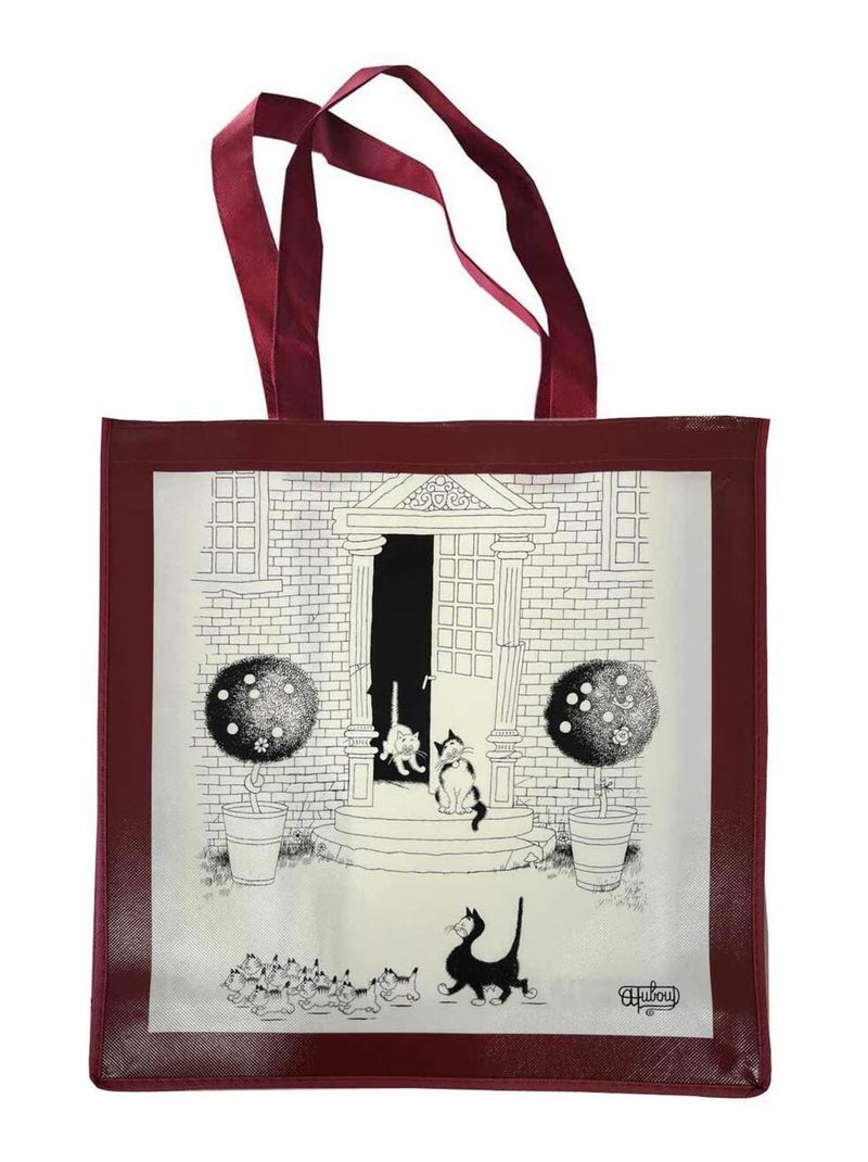 Sac à provisions chats beige et bordeaux 40 x 40 cm Beige - Kiabi