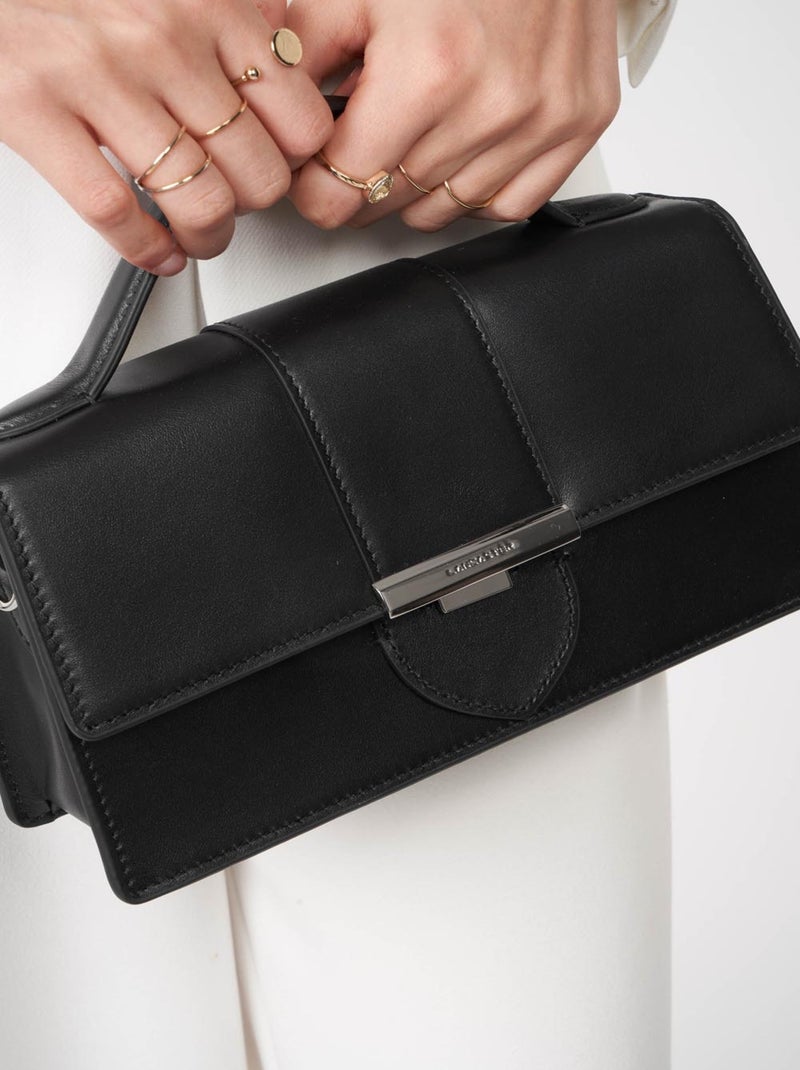 Sac à rabat avec fermoir Paris Ily Lancaster Noir - Kiabi