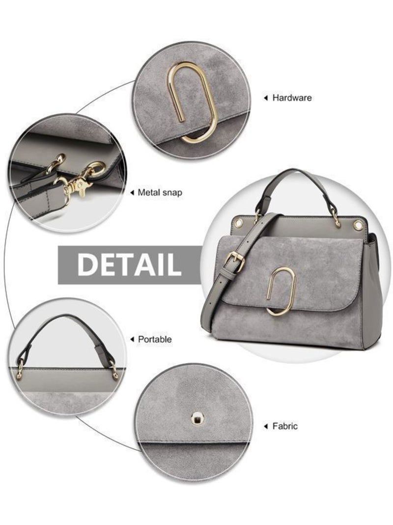 Sac à rabat boucle métallique carrée 22x16x9,5 cm - miss lulu Gris - Kiabi
