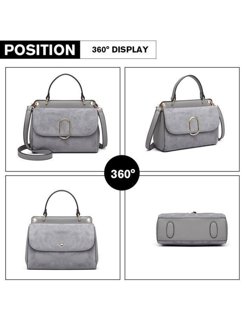 Sac à rabat boucle métallique carrée 22x16x9,5 cm - miss lulu Gris - Kiabi
