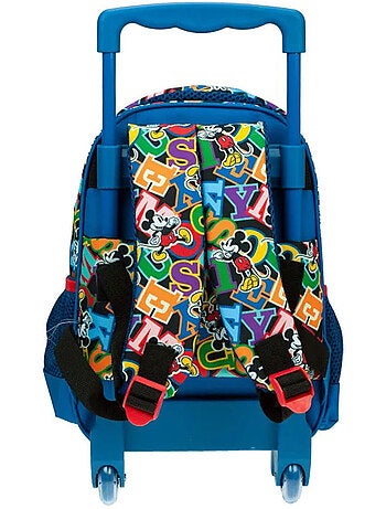 Sac à roulettes enfants motif typographique et oreilles 3D Mickey Mouse