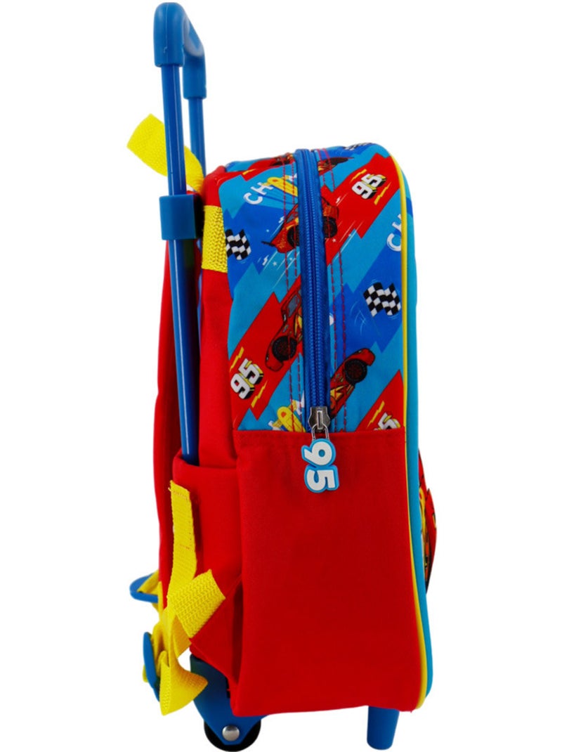 Sac à Roulettes Maternelle Cars Champion 30 CM - Trolley scolaire Bleu Rouge Blanc - Kiabi