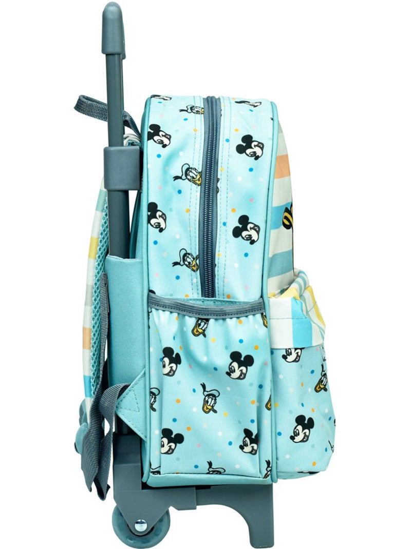 Sac à Roulettes maternelle Donald et Mickey 30 CM - Trolley scolaire enfant Bleu Jaune Blanc - Kiabi
