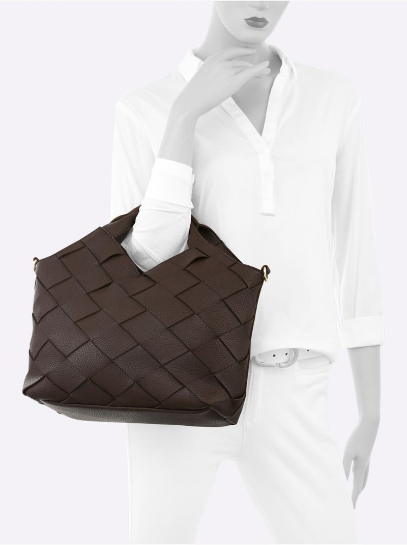 Sac Aspect Tressé élégant - Taille Standard - Helline Marron/Choco - Kiabi