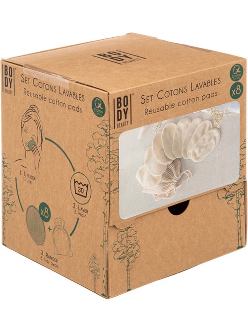 Sac avec 8 cotons démaquillants lavables - Kiabi Sac avec 8 cotons démaquillants lavables - Kiabi