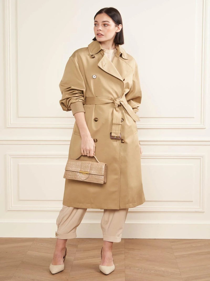 Sac baguette A rabat avec fermoir M Croco Ily Lancaster Beige - Kiabi