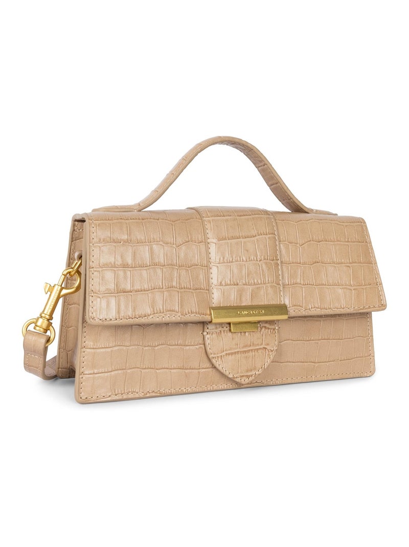 Sac baguette A rabat avec fermoir M Croco Ily Lancaster Beige - Kiabi