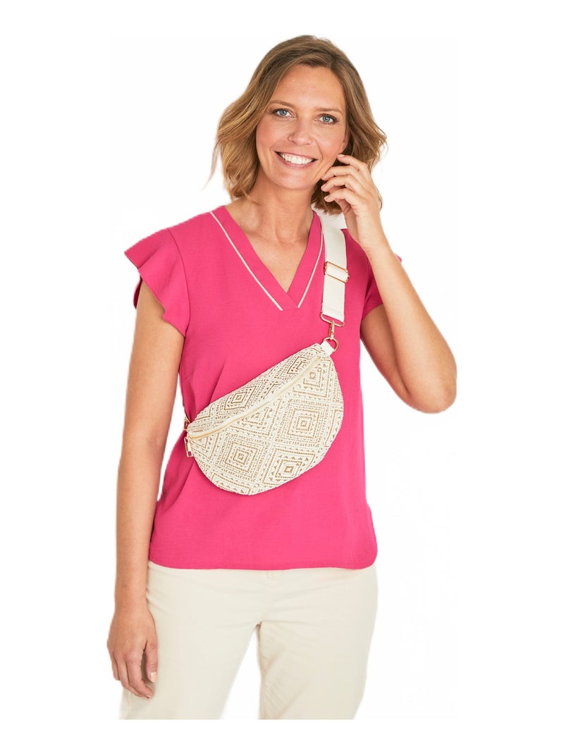 Sac banane avec broderies géométriques Ecru - Kiabi