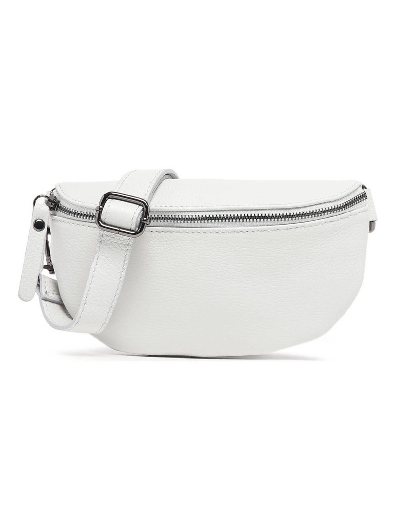 Sac Banane Caviar Cuir Milano Cuir De Vachette Blanc Argenté Blanc - Kiabi