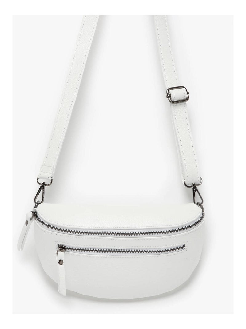 Sac Banane Caviar Cuir Milano Cuir De Vachette Blanc Blanc Blanc - Kiabi