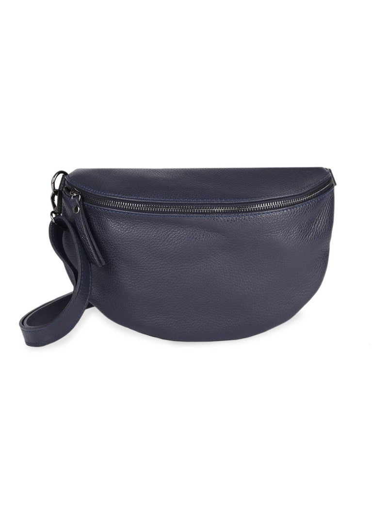 Sac Banane Caviar Cuir Milano Cuir De Vachette Bleu électrique - Kiabi