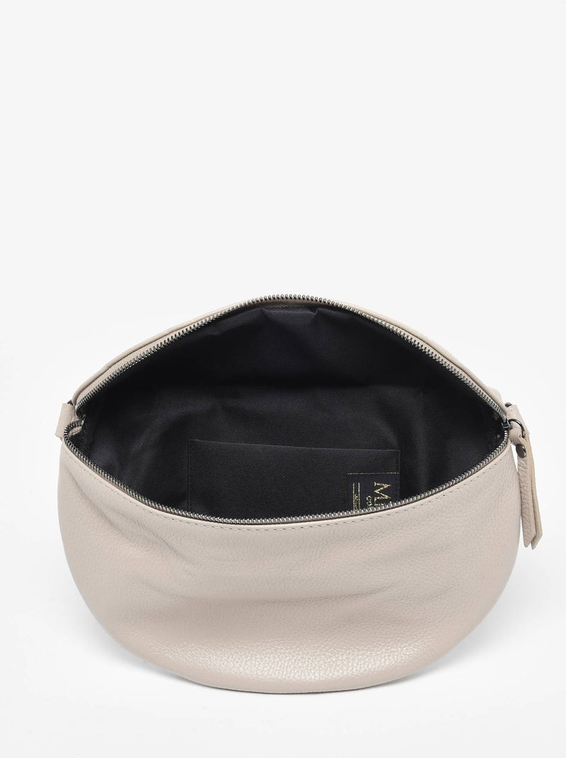Sac Banane Caviar Cuir Milano Cuir De Vachette Gris Beige - Kiabi
