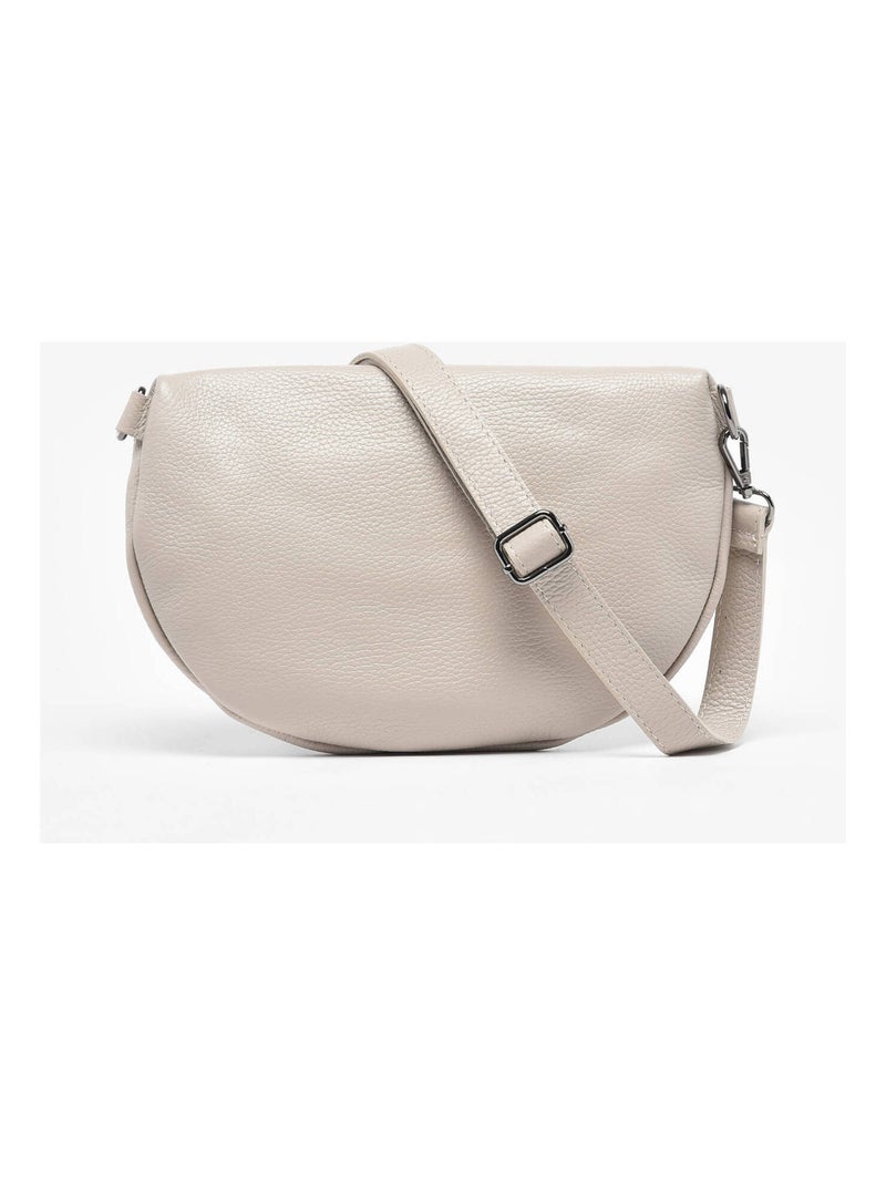 Sac Banane Caviar Cuir Milano Cuir De Vachette Gris Beige - Kiabi