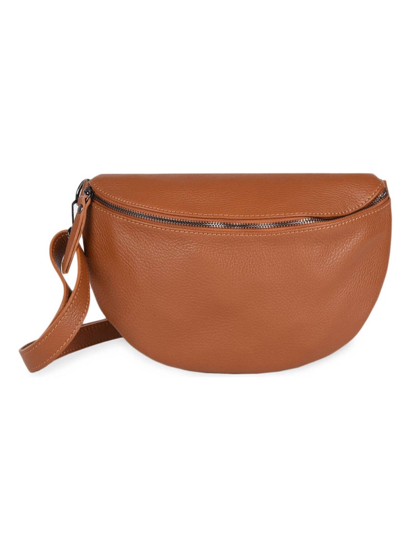 Sac Banane Caviar Cuir Milano Cuir De Vachette Marron tabac - Kiabi