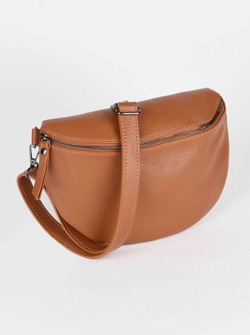 Sac Banane Caviar Cuir Milano Cuir De Vachette Marron tabac - Kiabi