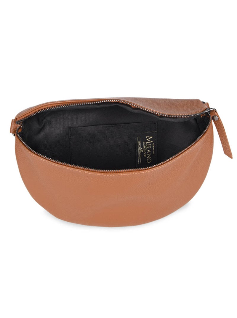Sac Banane Caviar Cuir Milano Cuir De Vachette Marron tabac - Kiabi