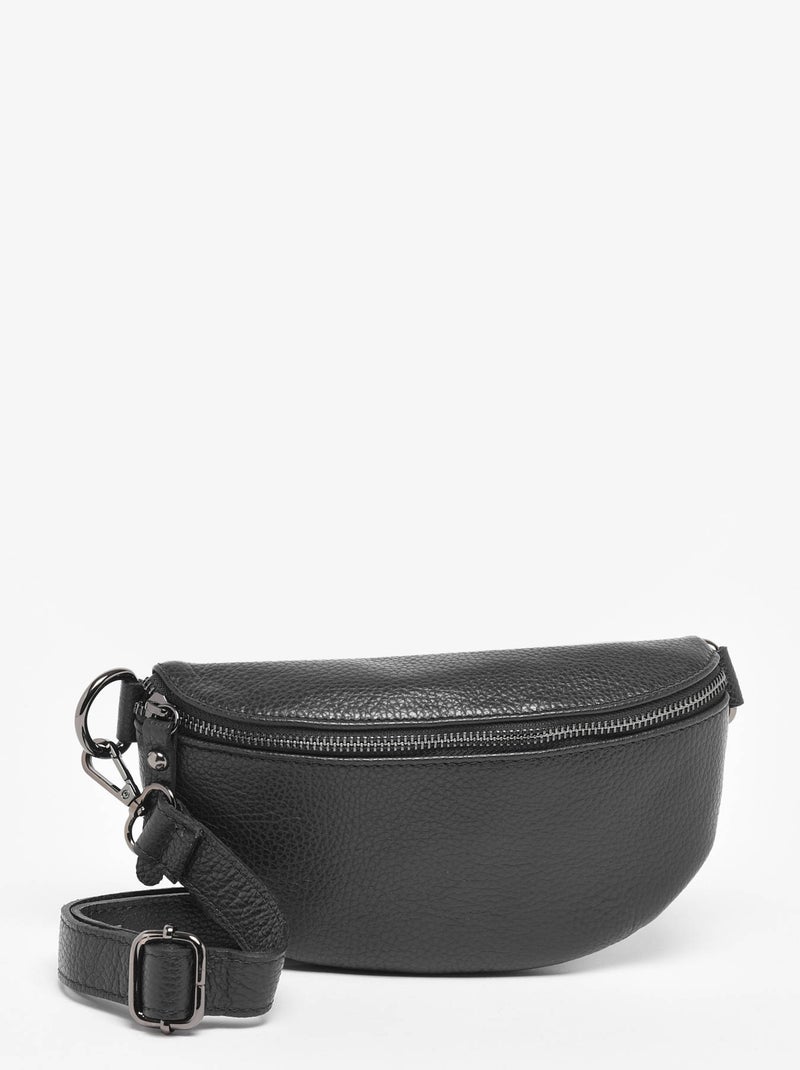 Sac Banane Caviar Cuir Milano Cuir De Vachette Noir Noir - Kiabi