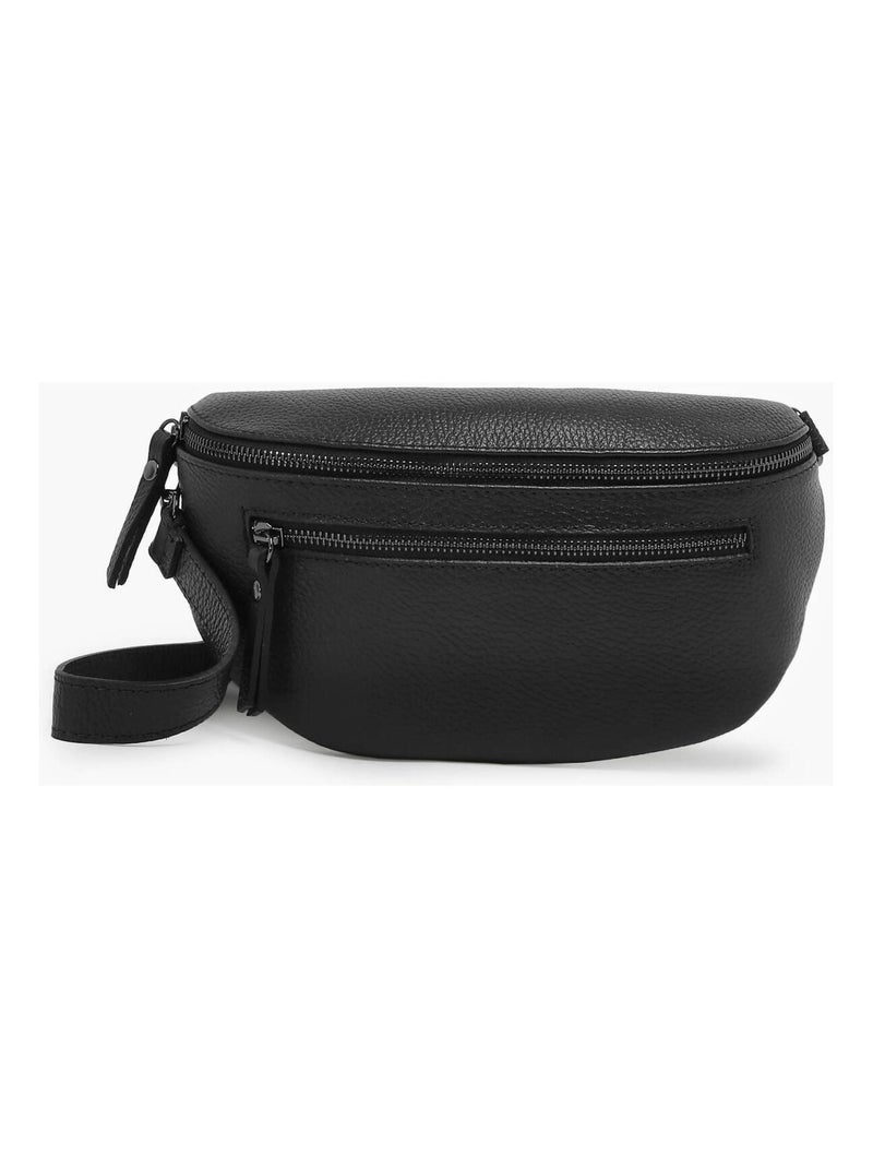 Sac Banane Caviar Cuir Milano Cuir De Vachette Noir Noir - Kiabi