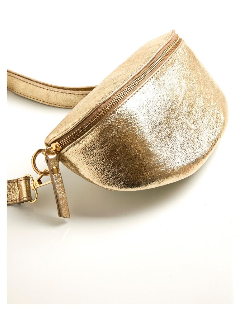 Sac banane cuir bandoulière moyen modèle Doré/or - Kiabi