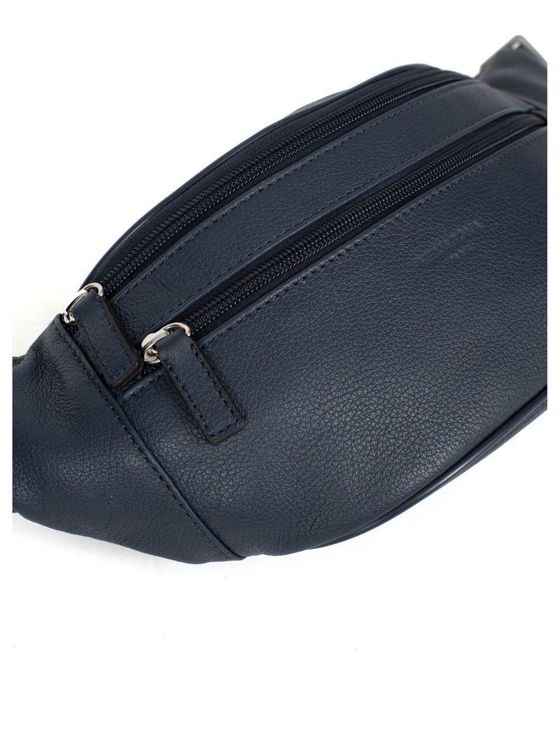 Sac banane  Cuir CONFORT Bleu marine - Kiabi