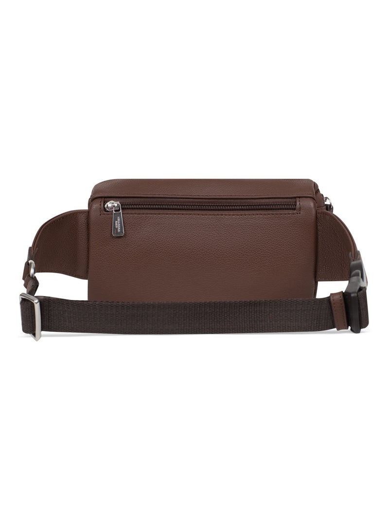Sac banane  cuir confort hexagona Marron chocolat - Kiabi