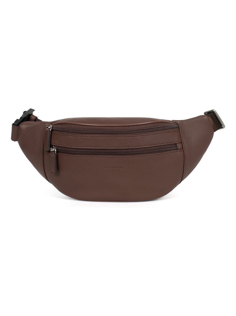 Sac banane  Cuir CONFORT Marron chocolat - Kiabi