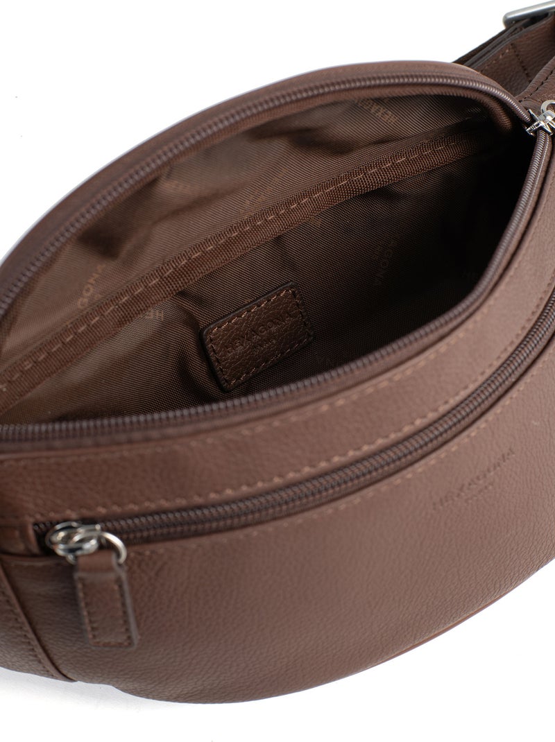 Sac banane  Cuir CONFORT Marron chocolat - Kiabi