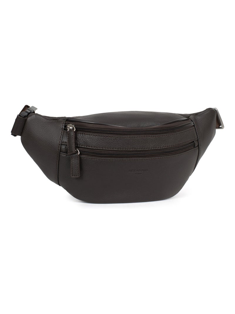 Sac banane  Cuir CONFORT Marron foncé - Kiabi