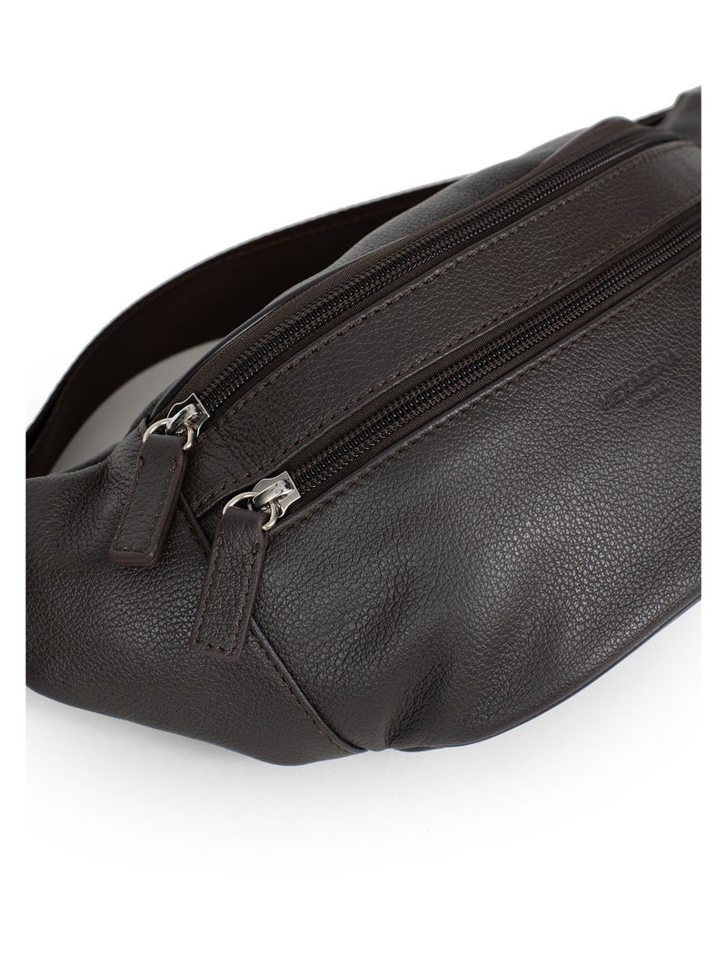 Sac banane  Cuir CONFORT Marron foncé - Kiabi