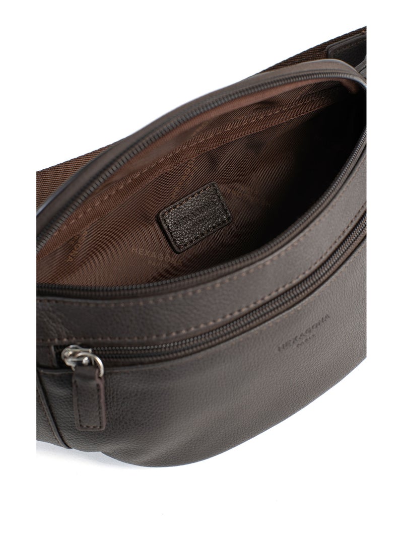 Sac banane  Cuir CONFORT Marron foncé - Kiabi