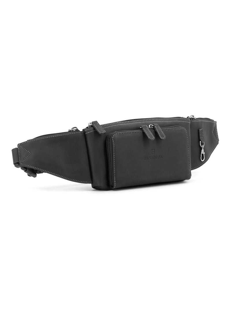 Sac banane  Cuir FÉLIN Noir - Kiabi