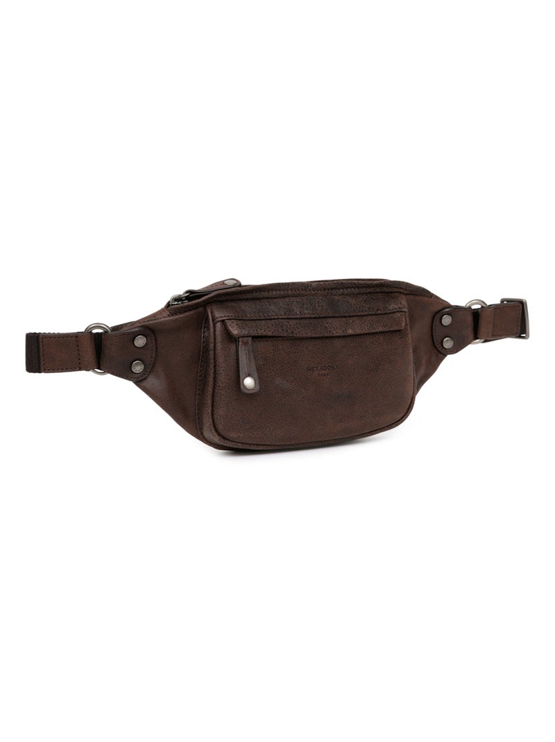 Sac banane  Cuir INSTINCT Marron - Kiabi