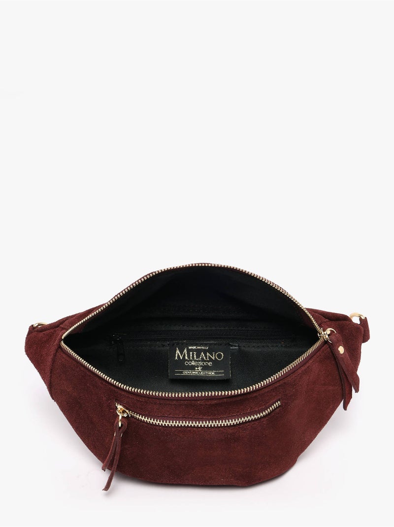 Sac banane cuir milano cuir de vachette Bordeaux - Kiabi
