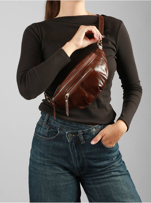 Sac banane cuir milano cuir de vachette - Kiabi Sac banane cuir milano cuir de vachette - Kiabi