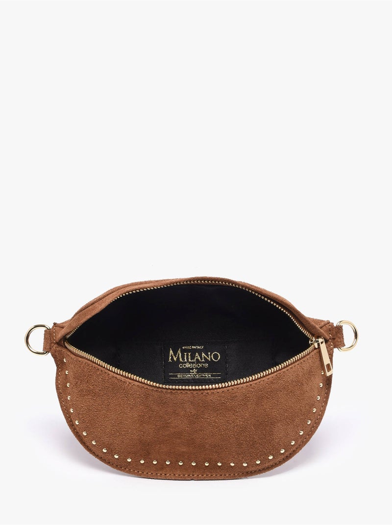 Sac banane cuir milano cuir de vachette Marron tabac - Kiabi