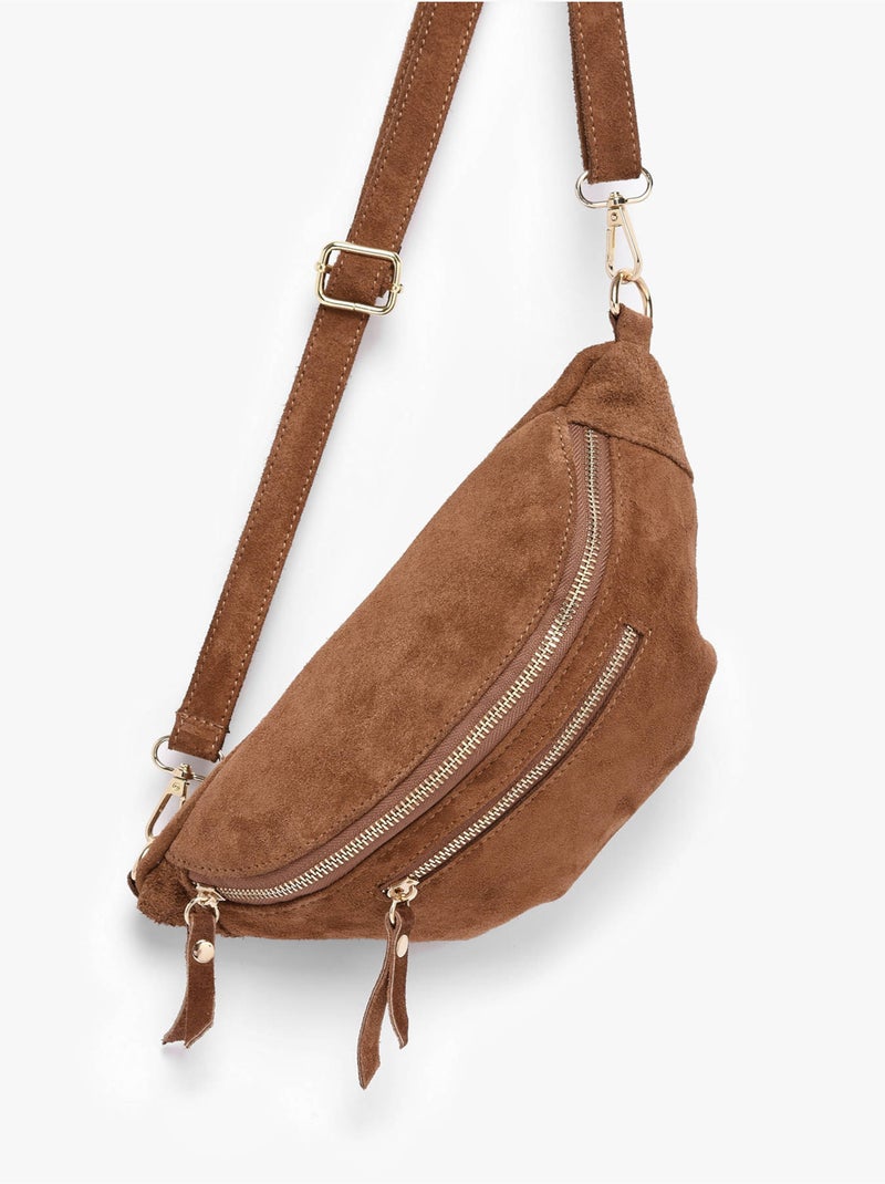 Sac banane cuir milano cuir de vachette Marron tabac - Kiabi