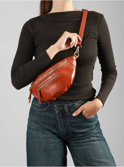 Sac banane cuir milano cuir de vachette - Kiabi Sac banane cuir milano cuir de vachette - Kiabi