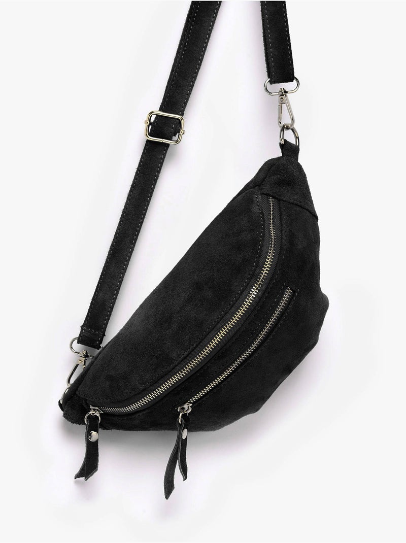 Sac banane cuir milano cuir de vachette Noir Noir - Kiabi
