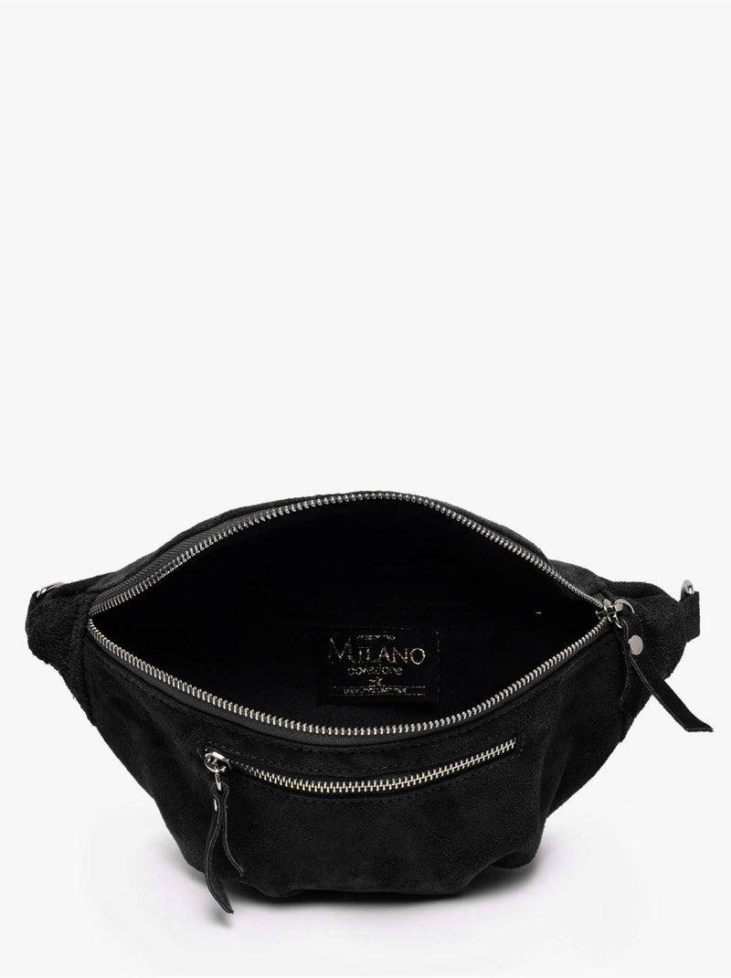 Sac banane cuir milano cuir de vachette Noir Noir - Kiabi