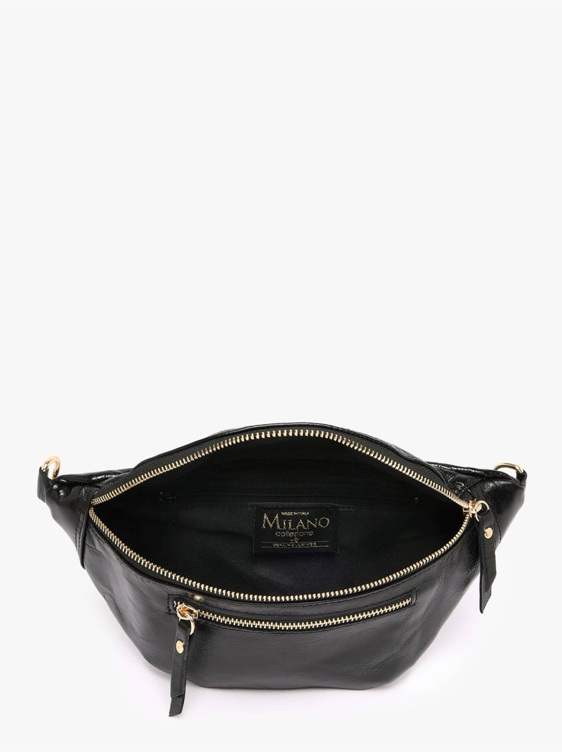 Sac banane cuir milano cuir de vachette Noir Noir - Kiabi