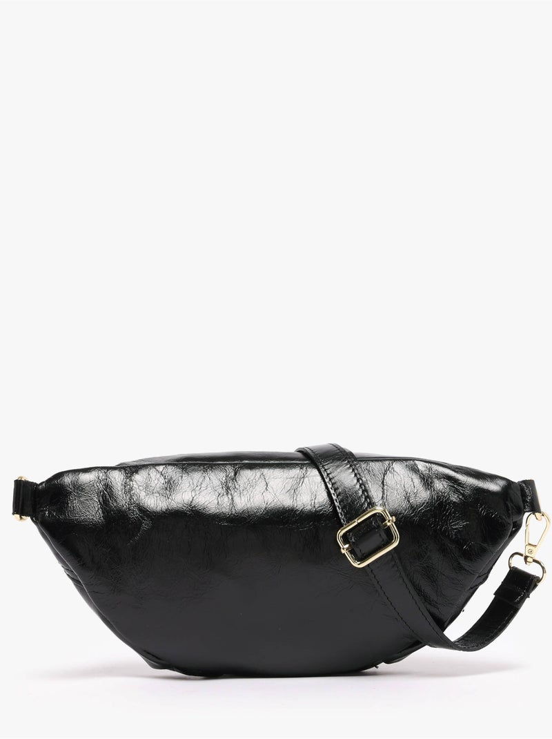 Sac banane cuir milano cuir de vachette Noir Noir - Kiabi