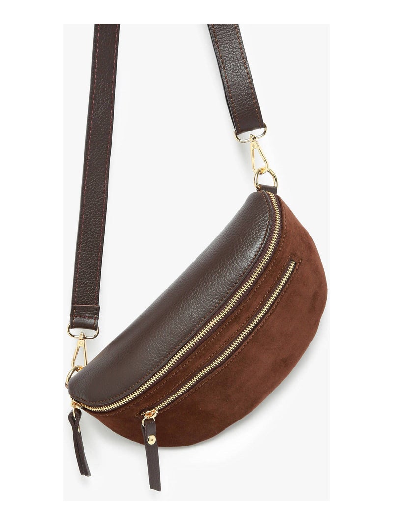 Sac banane cuir milano cuir de vachette Noir Rouge Noir - Kiabi