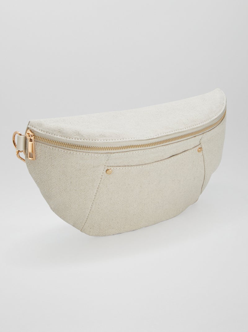 Sac banane effet lin beige - Kiabi